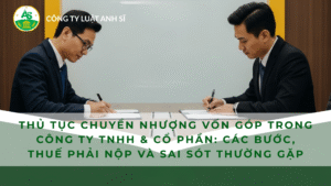 Hai doanh nhân đang ký kết hợp đồng chuyển nhượng vốn góp tại văn phòng Luật Anh Sĩ ở Cần Thơ.