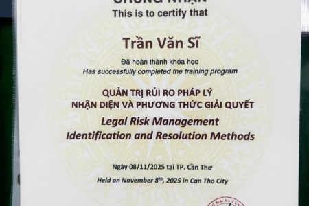 VCCI Certificate: Corporate Legal Risk Management and Resolution Methods