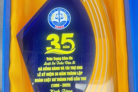 Commemorative Plaque – 35th Anniversary of the Can Tho City Bar Association (1990–2025)